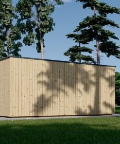Enkelgarage med platt tak SILVIA F (34 mm + träbeklädnad), 6×6 m, 36 m²