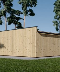 Enkelgarage med platt tak SILVIA F (34 mm + träbeklädnad), 6×6 m, 36 m²