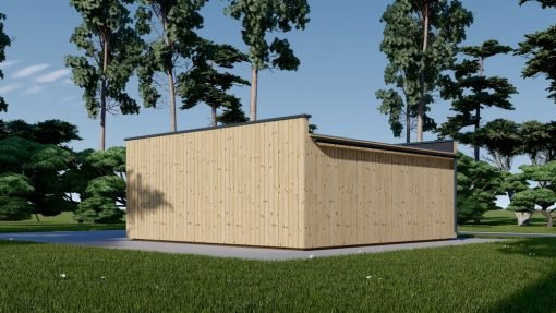 Enkelgarage med platt tak SILVIA F (34 mm + träbeklädnad), 6×6 m, 36 m²