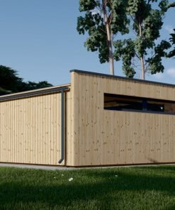 Enkelgarage med platt tak SILVIA F (34 mm + träbeklädnad), 6×6 m, 36 m²