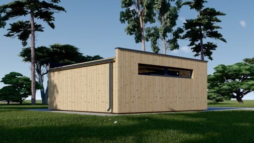 Enkelgarage med platt tak SILVIA F (34 mm + träbeklädnad), 6×6 m, 36 m²