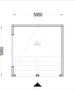 Garage med platt tak SILVIA DUO F (34 mm + träbeklädnad), 6×6 m, 36 m²