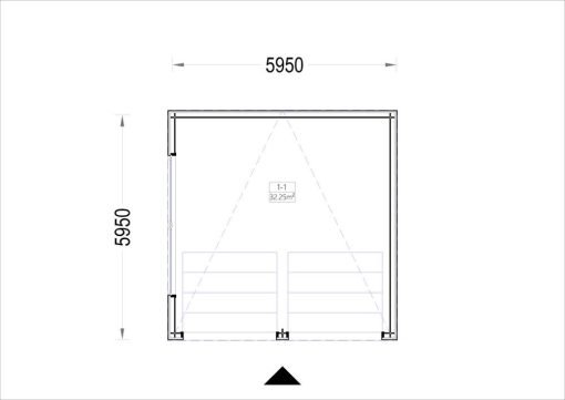 Garage med platt tak SILVIA DUO F (34 mm + träbeklädnad), 6×6 m, 36 m²