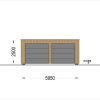 Garage med platt tak SILVIA DUO F (34 mm + träbeklädnad), 6×6 m, 36 m²