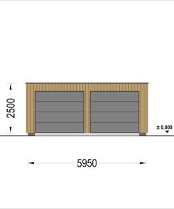 Garage med platt tak SILVIA DUO F (34 mm + träbeklädnad), 6×6 m, 36 m²