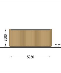 Garage med platt tak SILVIA DUO F (34 mm + träbeklädnad), 6×6 m, 36 m²