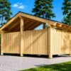 Träcarport LUNA med L-formad vägg 3,2 × 6 m