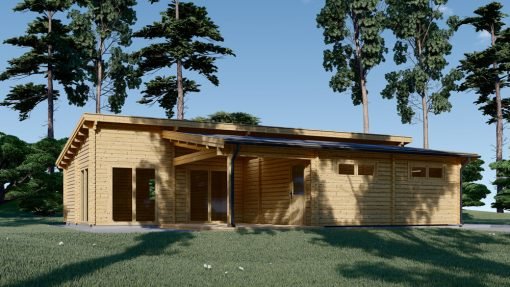 Trävilla med Platt Tak BERTA (66 mm / 44 mm + 44 mm), 105 m²