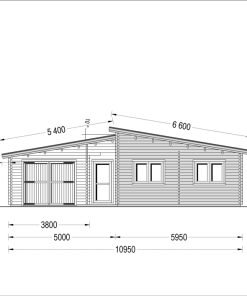 Trävilla med Platt Tak BERTA (66 mm / 44 mm + 44 mm), 105 m²