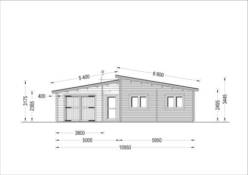 Trävilla med Platt Tak BERTA (66 mm / 44 mm + 44 mm), 105 m²