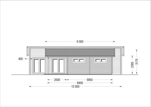 Trävilla med Platt Tak BERTA (66 mm / 44 mm + 44 mm), 105 m²