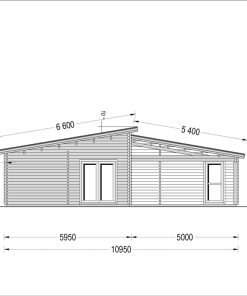Trävilla med Platt Tak BERTA (66 mm / 44 mm + 44 mm), 105 m²