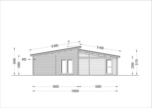 Trävilla med Platt Tak BERTA (66 mm / 44 mm + 44 mm), 105 m²