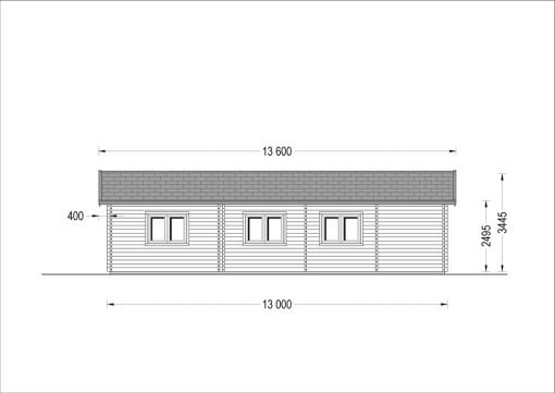 Trävilla med Platt Tak BERTA (66 mm / 44 mm + 44 mm), 105 m²