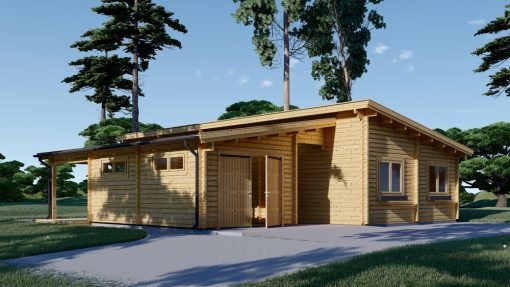 Trävilla med Platt Tak BERTA (66 mm / 44 mm + 44 mm), 105 m²
