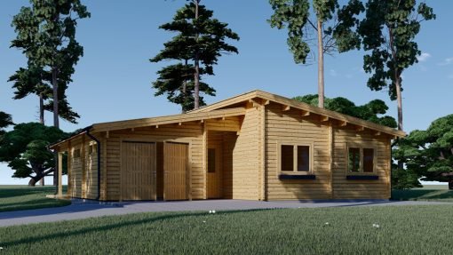 Trävilla med Platt Tak BERTA (66 mm / 44 mm + 44 mm), 105 m²