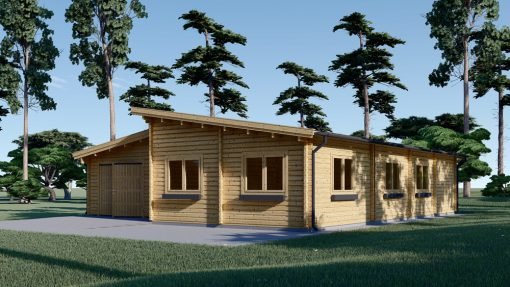 Trävilla med Platt Tak BERTA (66 mm / 44 mm + 44 mm), 105 m²