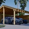 Dubbel Carport med L-formad Vägg LUNA DUO, 6 x 6 m