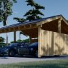 Dubbel Carport med L-formad Vägg LUNA DUO, 6 x 6 m