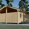 Dubbel Carport med L-formad Vägg LUNA DUO, 6 x 6 m
