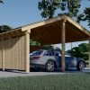 Dubbel Carport med L-formad Vägg LUNA DUO, 6 x 6 m