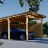 Träcarport LUNA F med L-formad vägg, 3,2 x 6 m
