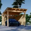 Träcarport LUNA F med L-formad vägg, 3,2 x 6 m