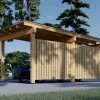 Träcarport LUNA F med L-formad vägg, 3,2 x 6 m