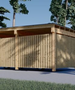 Träcarport LUNA F med L-formad vägg, 3,2 x 6 m
