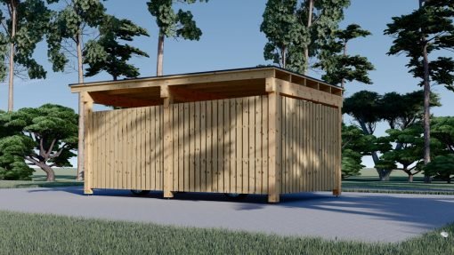 Träcarport LUNA F med L-formad vägg, 3,2 x 6 m