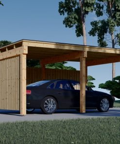 Träcarport LUNA F med L-formad vägg, 3,2 x 6 m