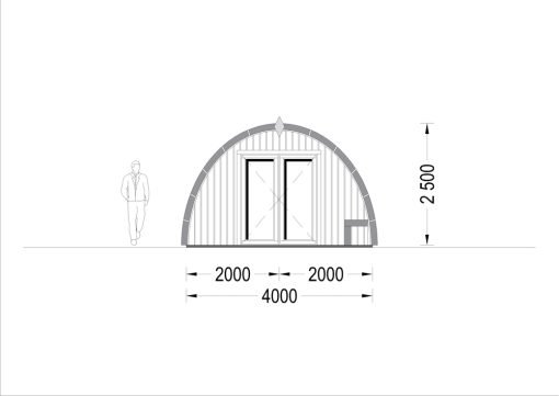 Trähytte BRETA (44 mm), 4×6 m, 24 m²