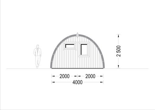 Trähytte BRETA (44 mm), 4×6 m, 24 m²