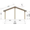 Dubbel Carport med L-formad Vägg LUNA DUO, 6 x 6 m