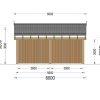 Dubbel Carport med L-formad Vägg LUNA DUO, 6 x 6 m