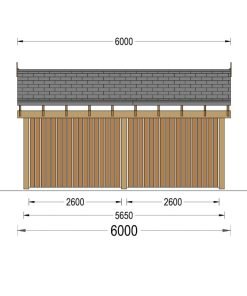 Dubbel Carport med L-formad Vägg LUNA DUO, 6 x 6 m