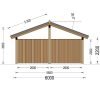 Dubbel Carport med L-formad Vägg LUNA DUO, 6 x 6 m