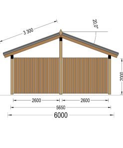 Dubbel Carport med L-formad Vägg LUNA DUO, 6 x 6 m