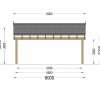 Dubbel Carport med L-formad Vägg LUNA DUO, 6 x 6 m