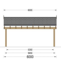 Dubbel Carport med L-formad Vägg LUNA DUO, 6 x 6 m