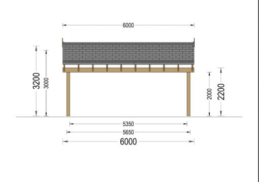 Dubbel Carport med L-formad Vägg LUNA DUO, 6 x 6 m