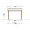 Träcarport LUNA F med L-formad vägg, 3,2 x 6 m