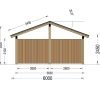 Träcarport med L-formad vägg LUNA, 3,2 x 6 m