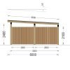 Träcarport LUNA F med L-formad vägg, 3,2 x 6 m