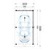 Träcarport med L-formad vägg LUNA, 3,2 x 6 m