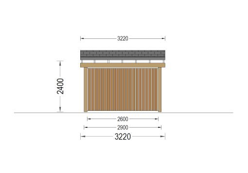 Träcarport LUNA F med L-formad vägg, 3,2 x 6 m