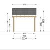 Träcarport med L-formad vägg LUNA, 3,2 x 6 m