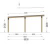Träcarport LUNA F med L-formad vägg, 3,2 x 6 m