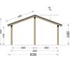 Träcarport med L-formad vägg LUNA, 3,2 x 6 m