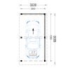 Träcarport LUNA F med L-formad vägg, 3,2 x 6 m